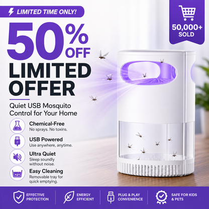 🦟 50% DE DESCONTO! Lâmpada UV Mata Mosquitos – silenciosa, conexão USB e sem produtos químicos. Mais de 50 mil vendidos! 🔇🌙