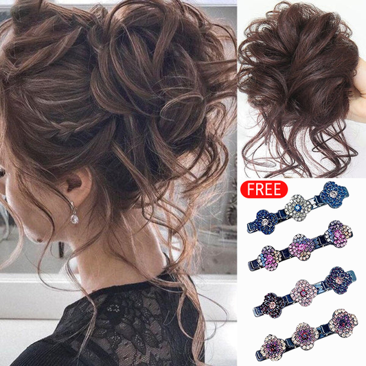 💗ÚLTIMO DIA - COMPRE 1 LEVE 1 + BRINDE GRÁTIS!!💗 Extensão de cabelo coque cacheado bagunçado com faixa de cabelo