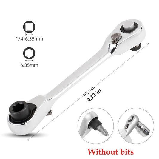 Soquete de acionamento prateado 1/4", mini, dupla face, 72 dentes