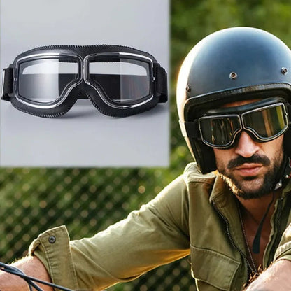 🥽🏍️Óculos para capacete moto vintage – proteção UV, antiembaçante e alça ajustável🛡️