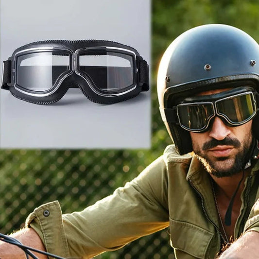 🥽🏍️Óculos para capacete moto vintage – proteção UV, antiembaçante e alça ajustável🛡️