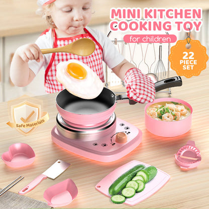 🎁[Melhor Presente para Crianças]🍳Brinquedo de Mini Cozinha Real para Crianças - Conjunto com 22 Peças