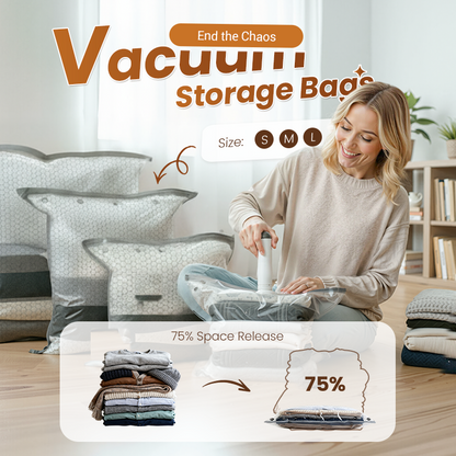 🥳PROMOÇÃO 2026🥳💞 50 mil+ vendidos! 👵🧓 50% OFF! Kit armazenamento aspirador sem fio – 15 sacos, bomba 140L/min. Reduz volume de roupas, economiza espaço. Impermeável e reutilizável. Essencial para viagens. 🎒⚡
