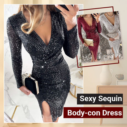 ✨Novidade 50% de Desconto✨Vestido de Sequins Sexy e Corpo - conformador