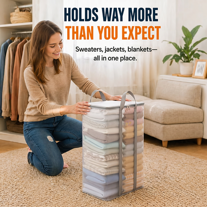 🔥Oferta por tempo limitado - 50% DE DESCONTO 📦 Saco organizador transparente extra grande, reforçado em plástico espesso, ideal para roupas, mudanças e armazenamento doméstico