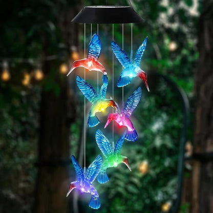 🦋Deixe seu jardim ainda mais bonito✨Carrilhões solares com design criativo de pássaros