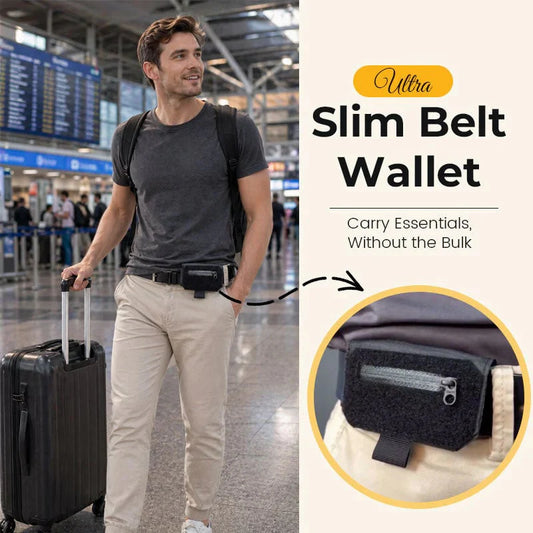 💳 50% DE DESCONTO AGORA!🛡️ Carteira fina de cinto, discreta e sem volume. Perfeita para viagens e uso diário ✈️