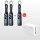 🔌 Cabo de carregamento 4 em 1 com display digital e chaveiro – Carregamento rápido, resistente a torções e compacto