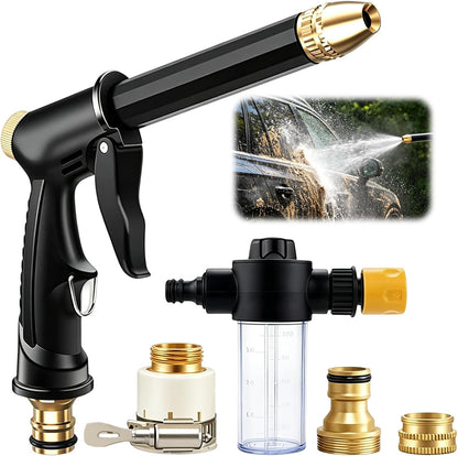 💪COMPRE 2 E GANHE 1 GRÁTIS!!🏆Pistola de Água de Alta Pressão💦Punho Ergonômico • Bico Potencializador • Mangueira Inclusa - Lavagem de Carros Potente🚗 Rega de Jardim🌻 Fácil de Usar!👍