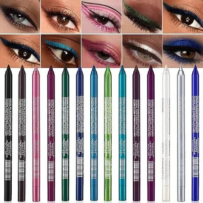 🎁Super Oferta💜 50.000 unidades vendidas✨ Conjunto de Delineador em Gel à Prova d'Água com 14 Peças