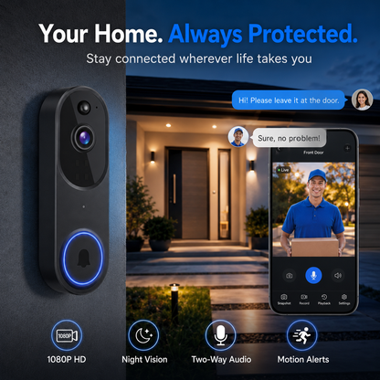 💐 50% DE DESCONTO AGORA! 📱 Campainha Inteligente HD – Acesso remoto e alertas instantâneos – Vídeo nítido, detecção de movimento e áudio bidirecional, ideal para segurança residencial 🚪