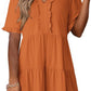 🔥🌈Promoção de Verão 2026 com 50% de Desconto🌈 Vestido casual feminino decote V com babados, modelo A solto e fluido