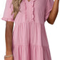 🔥🌈Promoção de Verão 2026 com 50% de Desconto🌈 Vestido casual feminino decote V com babados, modelo A solto e fluido