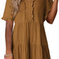 🔥🌈Promoção de Verão 2026 com 50% de Desconto🌈 Vestido casual feminino decote V com babados, modelo A solto e fluido