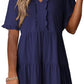 🔥🌈Promoção de Verão 2026 com 50% de Desconto🌈 Vestido casual feminino decote V com babados, modelo A solto e fluido