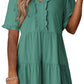 🔥🌈Promoção de Verão 2026 com 50% de Desconto🌈 Vestido casual feminino decote V com babados, modelo A solto e fluido