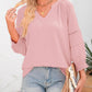 💥ÚLTIMO DIA DE PROMOÇÃO ESPECIAL – 50% DE DESCONTO👚Blusa Feminina Casual com Mangas 3/4, Decote V, Plissada, Solta e Recortes