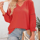 💥ÚLTIMO DIA DE PROMOÇÃO ESPECIAL – 50% DE DESCONTO👚Blusa Feminina Casual com Mangas 3/4, Decote V, Plissada, Solta e Recortes