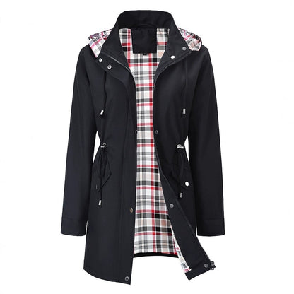 🔥Promoção Limitada 50% DE DESCONTO🎁🧥Jaqueta Xadrez 3 em 1 Impermeável Feminina – Protege contra chuva, vento e frio