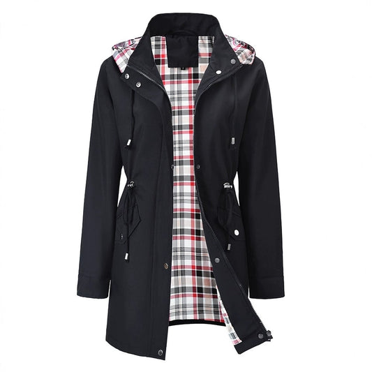 🔥Promoção Limitada 50% DE DESCONTO🎁🧥Jaqueta Xadrez 3 em 1 Impermeável Feminina – Protege contra chuva, vento e frio
