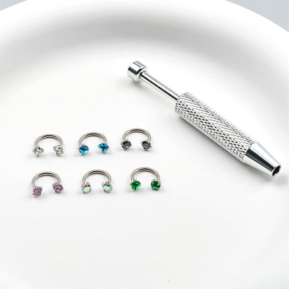 Conjunto de 7 peças com ótimo custo-benefício 18G (1,0 mm) – Aros de nariz de cavalo de 8 mm com rosca interna e pedras decorativas 💎