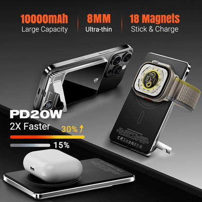 🔋✨Carregador Magnético Profissional para Viajantes e Profissionais 🧲 | 20W com fio e 15W sem fio | 10.000 mAh | Entrega Rápida💥