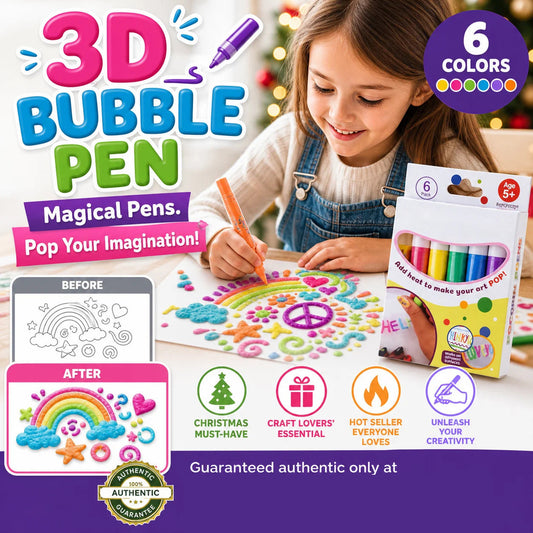 🎨 טושי 3D מתנפחים לילדים – 6 יחידות, דיו קסום שמתנפח בחום. מתנה מושלמת לחג וכיף יצירתי! ✨🎁
