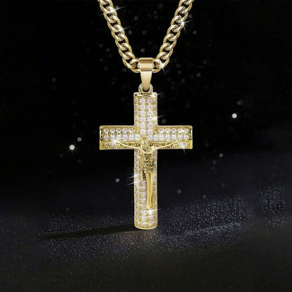 📢📢 50% DE DESCONTO AGORA! ✝️ Colar de Crucifixo de Jesus com Banho de Ouro 14K – Proteção Espiritual, Fé Elegante e Pronto para Presentear! 🎁✨
