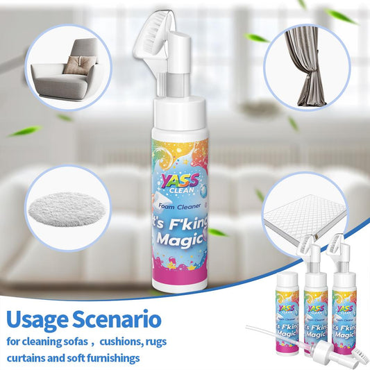 💖ÚLTIMO DIA: LEVE 3 PAGUE 2!!💖Espuma Limpadora Mágica Yass Clean para Tapetes e Estofados – Removedor de Manchas e Odores de Pets com Escova de Limpeza🧼