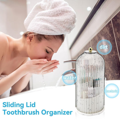 🧴 Organizador de Escovas de Dente com Tampa Deslizante – Compacto, Cabem Várias Escovas e Perfeito para a Bancada do Banheiro 🛁