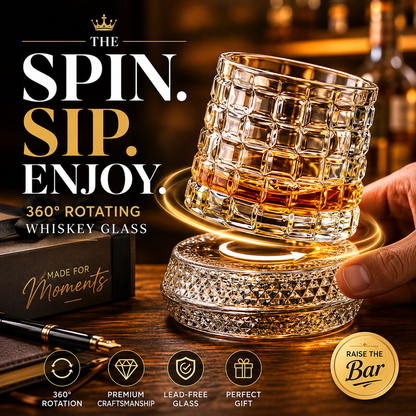 ✨ Cristal refinado com acabamento em formato de diamante 💎 🔄 Rotação total de 360° – um design exclusivo, pensado para verdadeiros apreciadores de bebidas finas. 🥃🍷