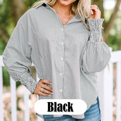 Hot Product🔥Elastic Sleeve Striped Women's Shirt