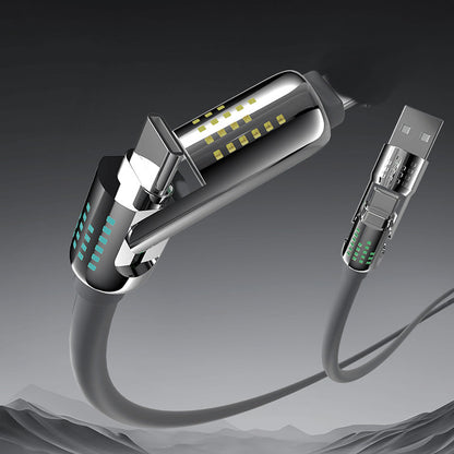 Cabo de dados 4 em 1 para carregamento rápido com luz piscante suave