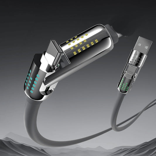 Cabo de dados 4 em 1 para carregamento rápido com luz piscante suave