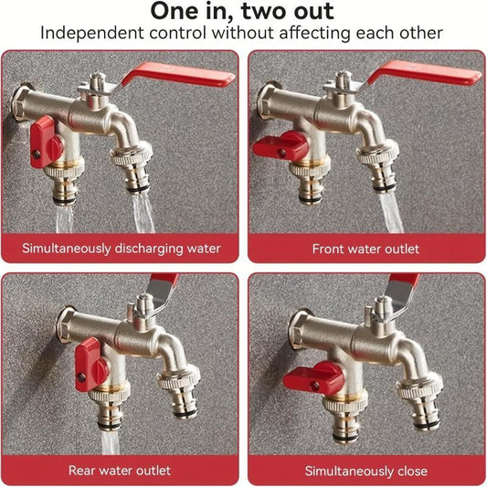 🔥 PROMOÇÃO RELÂMPAGO: 50% DE DESCONTO! ⚙️ Torneira de Jardim Universal de Aço Inox com Dupla Saída – Válvulas Independentes, Resistente e Fácil de Instalar 🚰