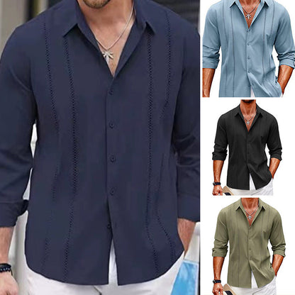 👕Camisa Masculina de Manga Longa Lisa – Casual, Confortável e Versátil✈️🛒