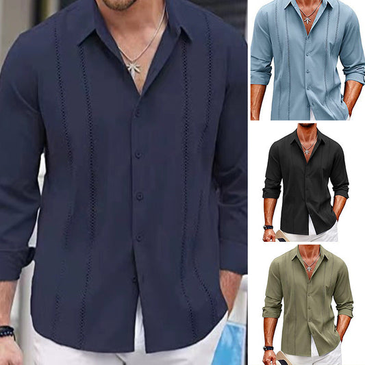 👕Camisa Masculina de Manga Longa Lisa – Casual, Confortável e Versátil✈️🛒