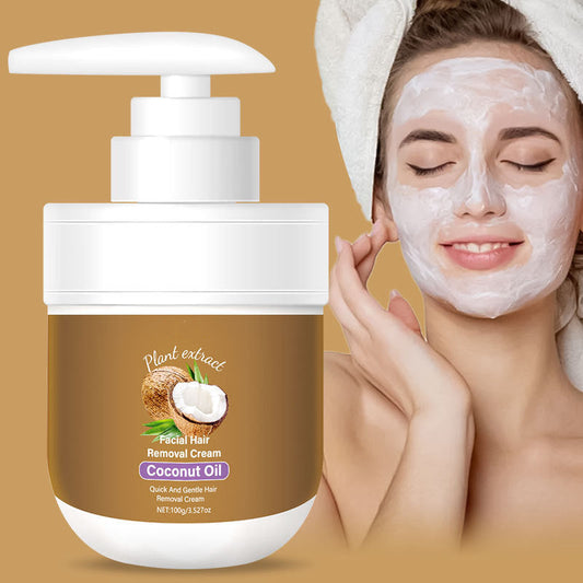 🎁 Compre 1, Ganhe 1 DE GRAÇA! 🥥✨ Creme Depilatório Facial de Coco – Suave & Eficaz