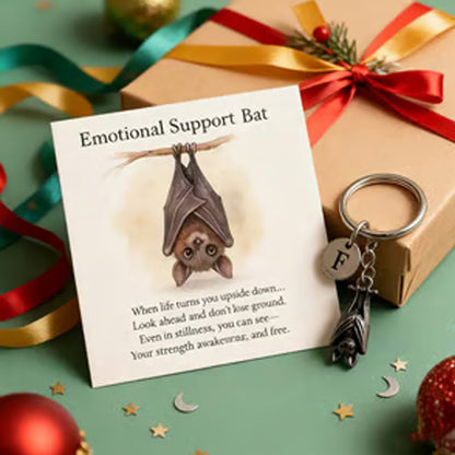 🎁 Chaveiro do Morcego do Apoio Emocional com Cartão - O Presente Perfeito para o Natal! 🦇