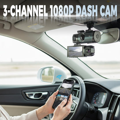 📹 Câmera Veicular Dash Cam 3 Canais com Resolução Full HD 1080P