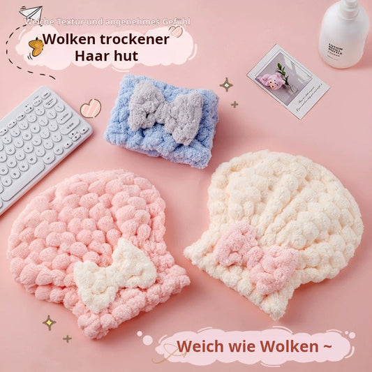 🔥Compre 1, leve 1 grátis 🎁Gorro de Banho de Fleece Secagem Rápida – Novo Design Princesa com Laço