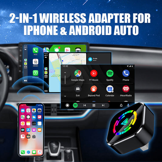 ✅ Adaptador Sem Fio 2 em 1 para iPhone e Android Auto 🚀 | LANÇAMENTO 2026! 50% OFF NA PROMOÇÃO!