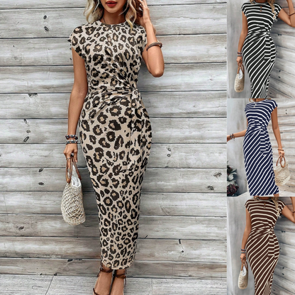 🥳PROMOÇÃO QUENTE 2026 – 50% DE DESCONTO!🥳 💞 MAIS DE 50 MIL VENDIDOS! 🌸 Vestido Justo com Nó Feminino – Estampa de Onça, nó que modela a barriga. Confortável e elegante para festas ou encontros românticos. Sinta-se deslumbrante. ✨🌹