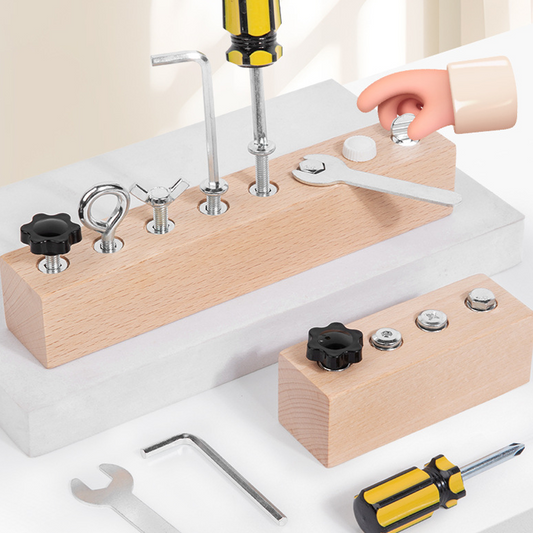 👶🛠️Tábua Montessori de Madeira | Jogo com Parafusadeira🔧✨
