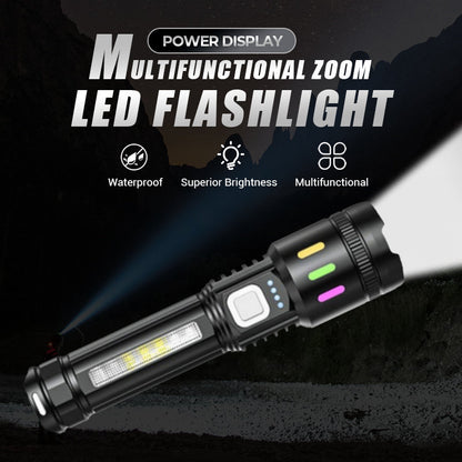 💎 50% DE DESCONTO! 💎 Lanterna LED Multifuncional com Zoom e Display de Energia – Alcance de 500m, Entrada USB-C e 4 Modos de Iluminação
