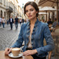 🧥 50% DE DESCONTO AGORA! 🌸 Jaqueta jeans feminina aberta com babados – leve e delicada – versátil e elegante 👗