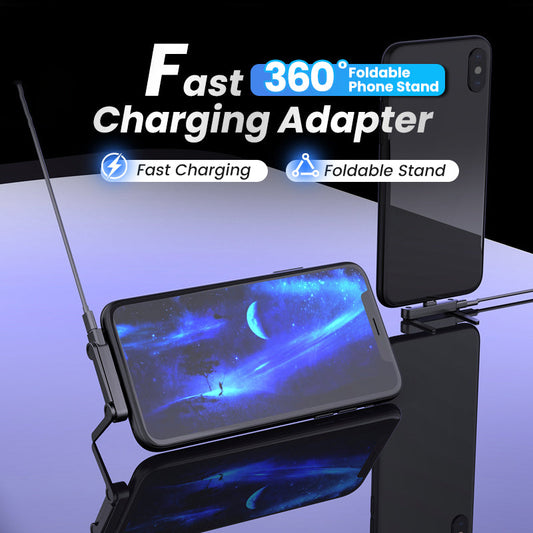 🔋Compre 1 , Ganhe 1 ⚡Adaptador de Carregamento Rápido com Suporte Dobrável 360° para Celular – Compatibilidade Universal, Design Compacto e Visualização sem Uso das Mãos📱