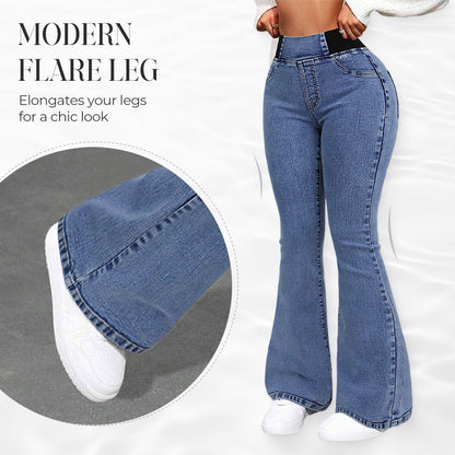 🥳PROMOÇÃO QUENTE 2026🥳MAIS DE 50 MIL VENDIDOS!👖 50% DE DESCONTO! Calças Jeans Flare de Cintura Alta Elástica – Controle abdominal suave, elastano confortável. Bota flare que valoriza o corpo. Perfeita para o dia a dia. 🌸