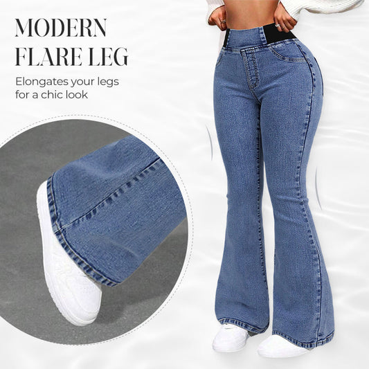 🥳PROMOÇÃO QUENTE 2026🥳MAIS DE 50 MIL VENDIDOS!👖 50% DE DESCONTO! Calças Jeans Flare de Cintura Alta Elástica – Controle abdominal suave, elastano confortável. Bota flare que valoriza o corpo. Perfeita para o dia a dia. 🌸