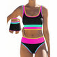 👙🌊Conjunto de Biquíni Feminino de 3 Peças – Cintura Alta, Bloco de Cores e Design Zig-Zag para Praia e Férias
